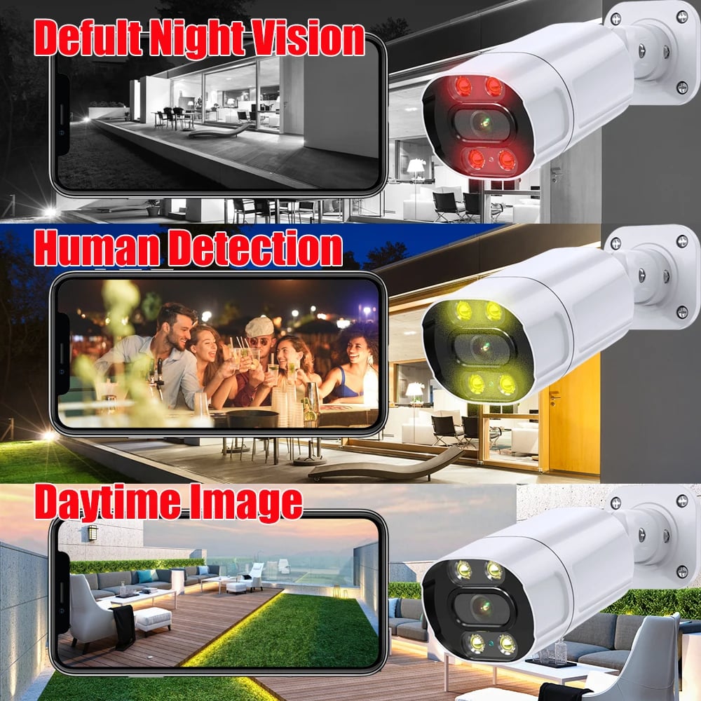 8MP 4K IP Bullet Camera Night Vision CCTV Dual Light Smart AI Motion Detection Security Cam