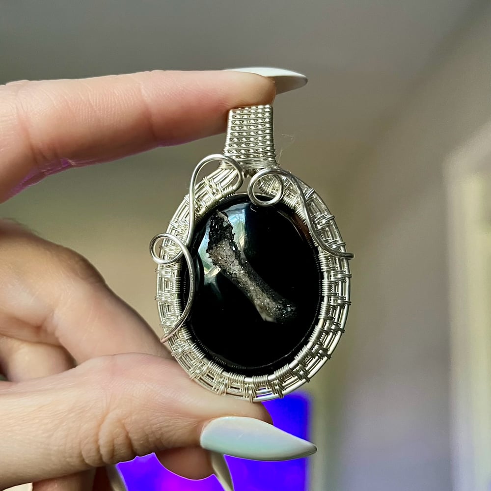 Image of druzy black onyx pendant