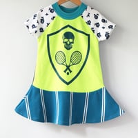 Image 2 of courtcourt tennis match skull racquets rackets 3T courtneycourtney dress short sleeve pirate neon