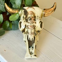 Image 1 of 10" Steer Skull with 22kt Gold Horns and Moon Phases