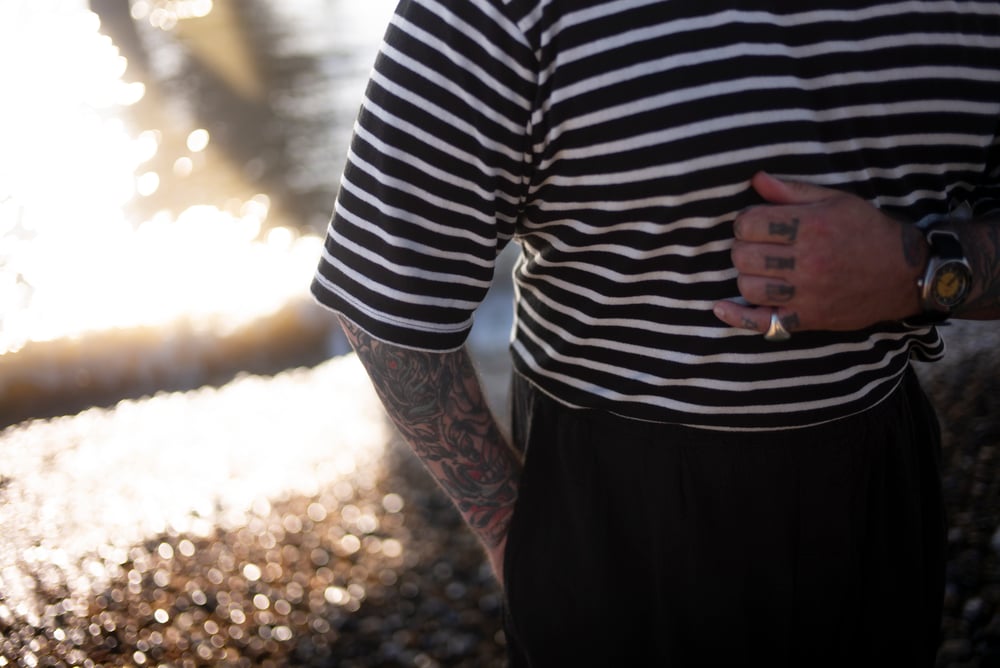 THE "PALMAS" MARINE KNIT (SOFT BLACK & OFF WHITE)