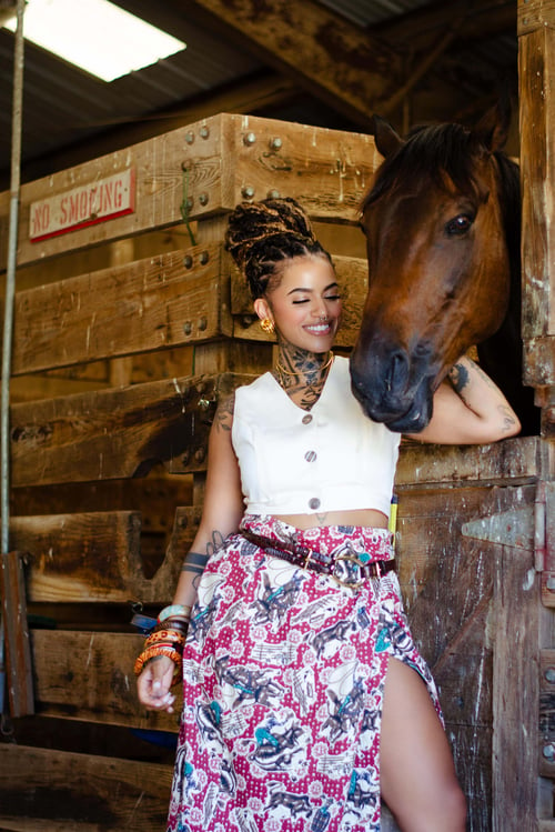 Image of Vintage Yaya Black Rodeo Cowboy Wrap Skirt