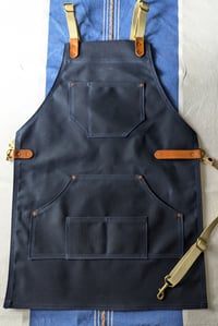 Image 2 of Waxed Canvas Apron (Navy/Natural/Natural)