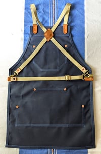 Image 3 of Waxed Canvas Apron (Navy/Natural/Natural)