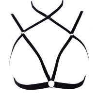 Image 1 of Black Strappy Elastic Chest Harness (Silver)