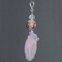 Image 4 of Dichroic Aura Stalactite Slice Pendant with Wedding Cake Bead