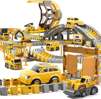 TEMI 252-Piece Construction Toy Race Track Set and 8 Cars for Kids