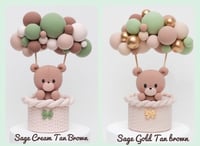 Image 3 of Bear in Hot Air Balloons Cake Topper - Lightweight Foam Clay