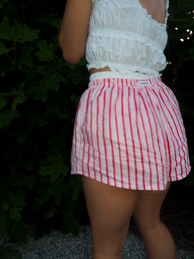 Image of Pink Striped Shorts - Double Waistband