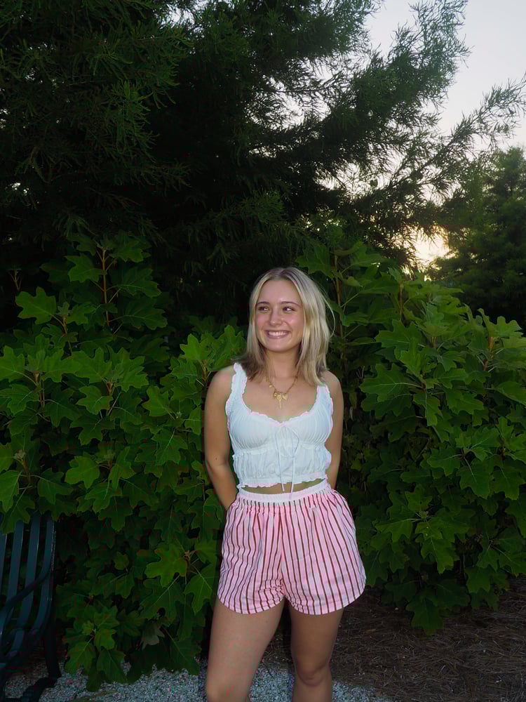 Image of Pink Striped Shorts - Double Waistband
