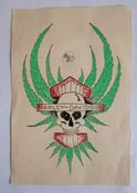 Image of vintage 1970s original black dragon weed skull biker tattoo flash houston tx 4x6