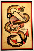 Image of giclee print vintage ralph johnstone skull navy snake chicago tattoo flash 11x17