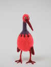 Pink needle felted quirky bird