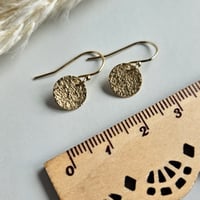 Image 4 of Dainty Gold hammered disc earrings