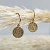 Dainty Gold hammered disc earrings