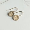 Dainty Gold hammered disc earrings