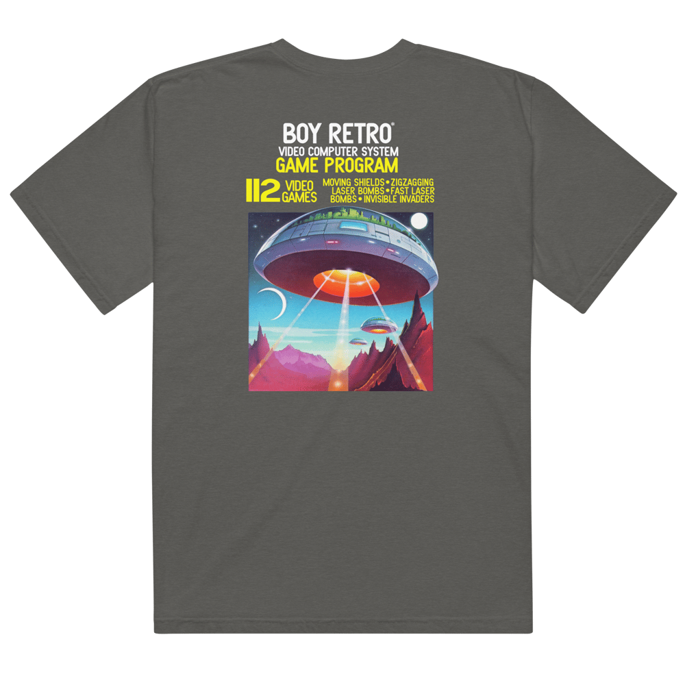 Boy Retro 'Space Invaders' Vintage T-Shirt - Dark Gray