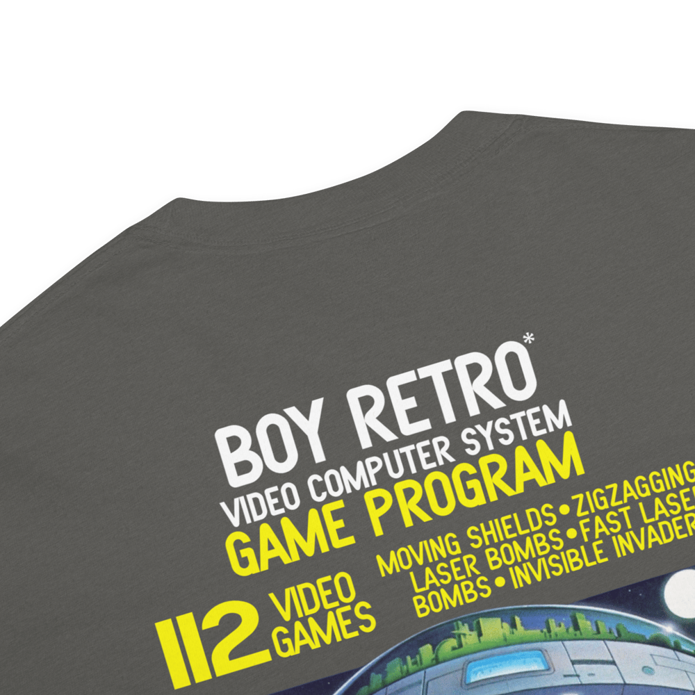 Boy Retro 'Space Invaders' Vintage T-Shirt - Dark Gray