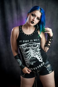 Image 4 of S/M AntiCarnist My Body is Not A Graveyard tank top