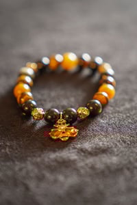 Image 2 of Tiger's Eye Gemstone Bracelet - Bee Charm