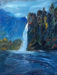 Norway Waterfall. Oil on Canvas. The Original painting. Print is available. 