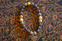 Image 2 of Leopard Jasper Gemstone Bracelet - Lotus Charm 