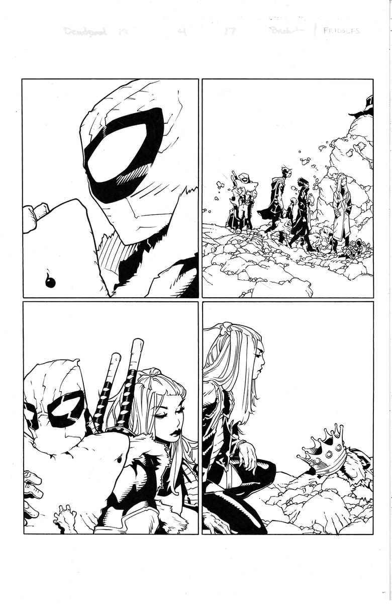 Image of DEADPOOL issue 4  page 17--published blue line inks--