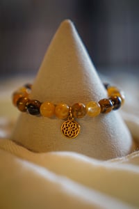 Image 1 of Yellow Citrine Gemstone Bracelet - Floral Charm
