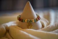 Image 1 of Serpentine Jasper Gemstone Bracelet - Tree Charm