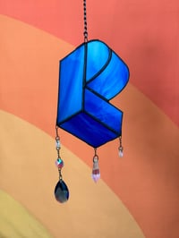 Image 1 of Pretty Lights Inspired Stained Glass PL Block Mobile – Blue