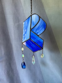 Image 4 of Pretty Lights Inspired Stained Glass PL Block Mobile – Blue