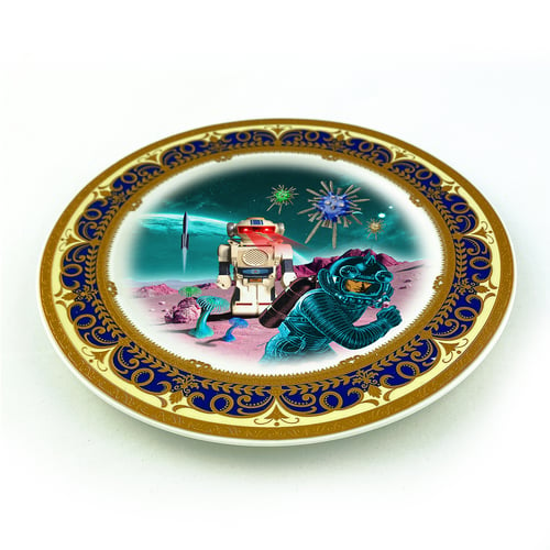 Image of Robot Attacks - Fine China Plate - #0786