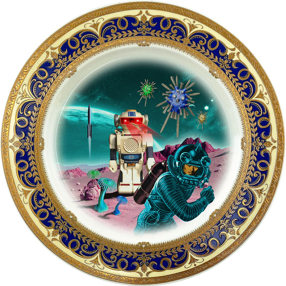 Image of Robot Attacks - Fine China Plate - #0786