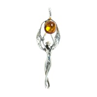 Baltic Cognac Amber Angel Pendant 