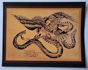 Image of 1920s antique percy waters tattoo flash snake eagle battle royale 8x10 pro print