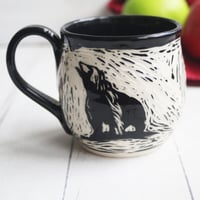 Image 2 of Black Bear Sgraffito Mug, Beautiful Carved Bear Coffee Cup, 12 oz., Made in USA