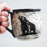 Image 4 of Black Bear Sgraffito Mug, Beautiful Carved Bear Coffee Cup, 12 oz., Made in USA