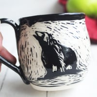 Image 5 of Black Bear Sgraffito Mug, Beautiful Carved Bear Coffee Cup, 12 oz., Made in USA