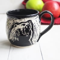 Image 6 of Black Bear Sgraffito Mug, Beautiful Carved Bear Coffee Cup, 12 oz., Made in USA