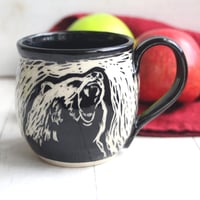 Image 7 of Black Bear Sgraffito Mug, Beautiful Carved Bear Coffee Cup, 12 oz., Made in USA