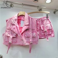 Pink denim set