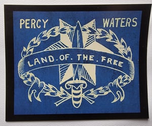 Image of antique vintage percy waters blue print tattoo flash land of the free 8x10 pro print