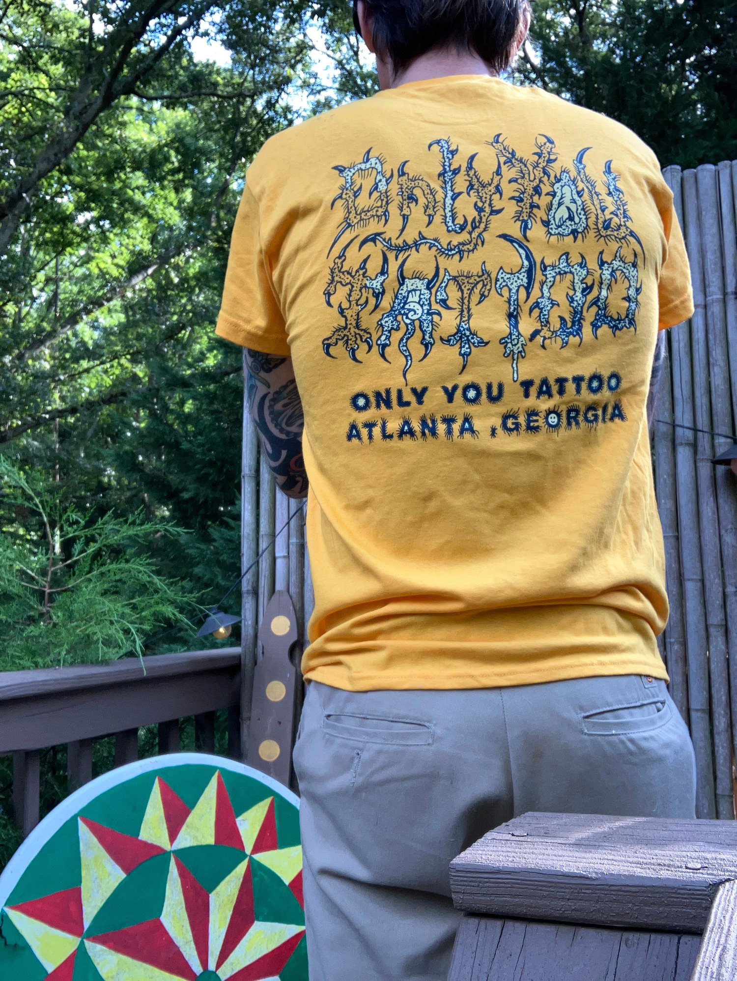 Image of Yellow dragonskull tat shirt