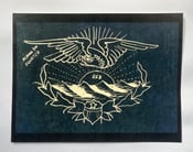 Image of antique vintage percy waters equator eagle blue print tattoo flash 11x14 print