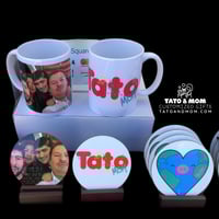 Image 4 of Customized Set of 4 Coasters w/ Wooden Holder 