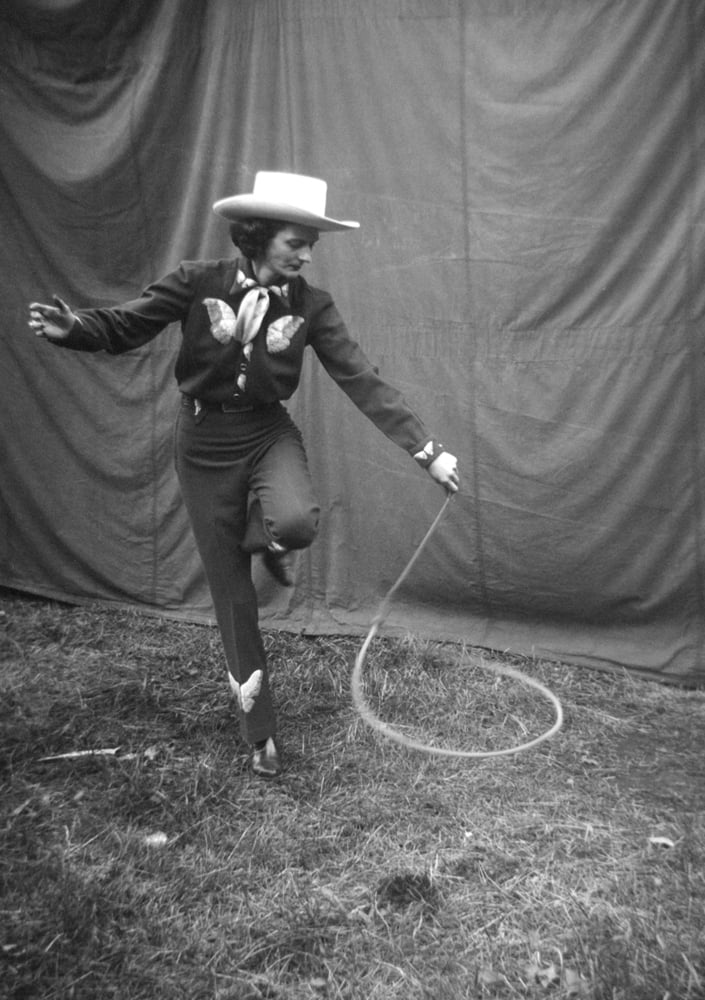 Image of Cowgirl Practices Lasso Routine