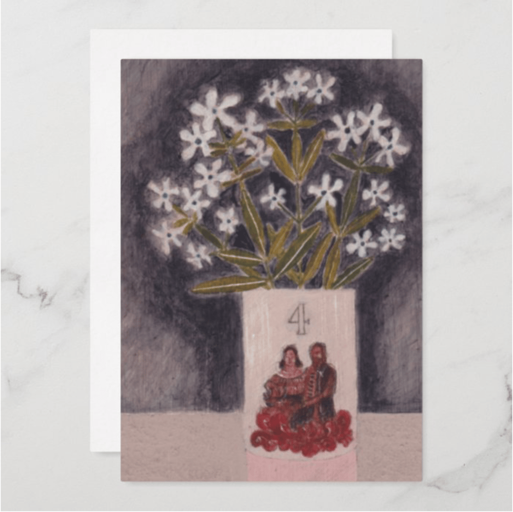 Image of Folk Vase with Saponaria Greetings Card