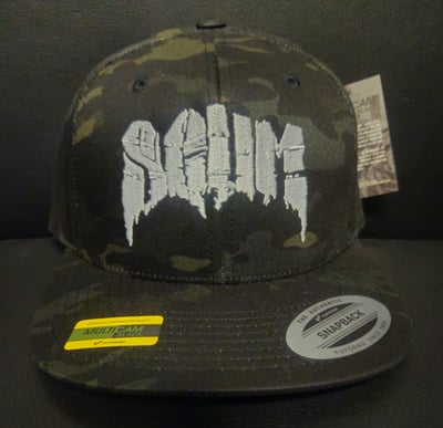 Image of SCUM: DARK CAMO BROKEN LOGO SNAPBACK HAT 