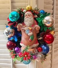 Vintage Ceramic Santa Christmas Wreath