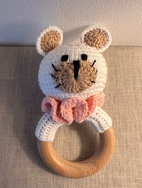 Image 2 of Cat Baby Rattle Wooden Teether